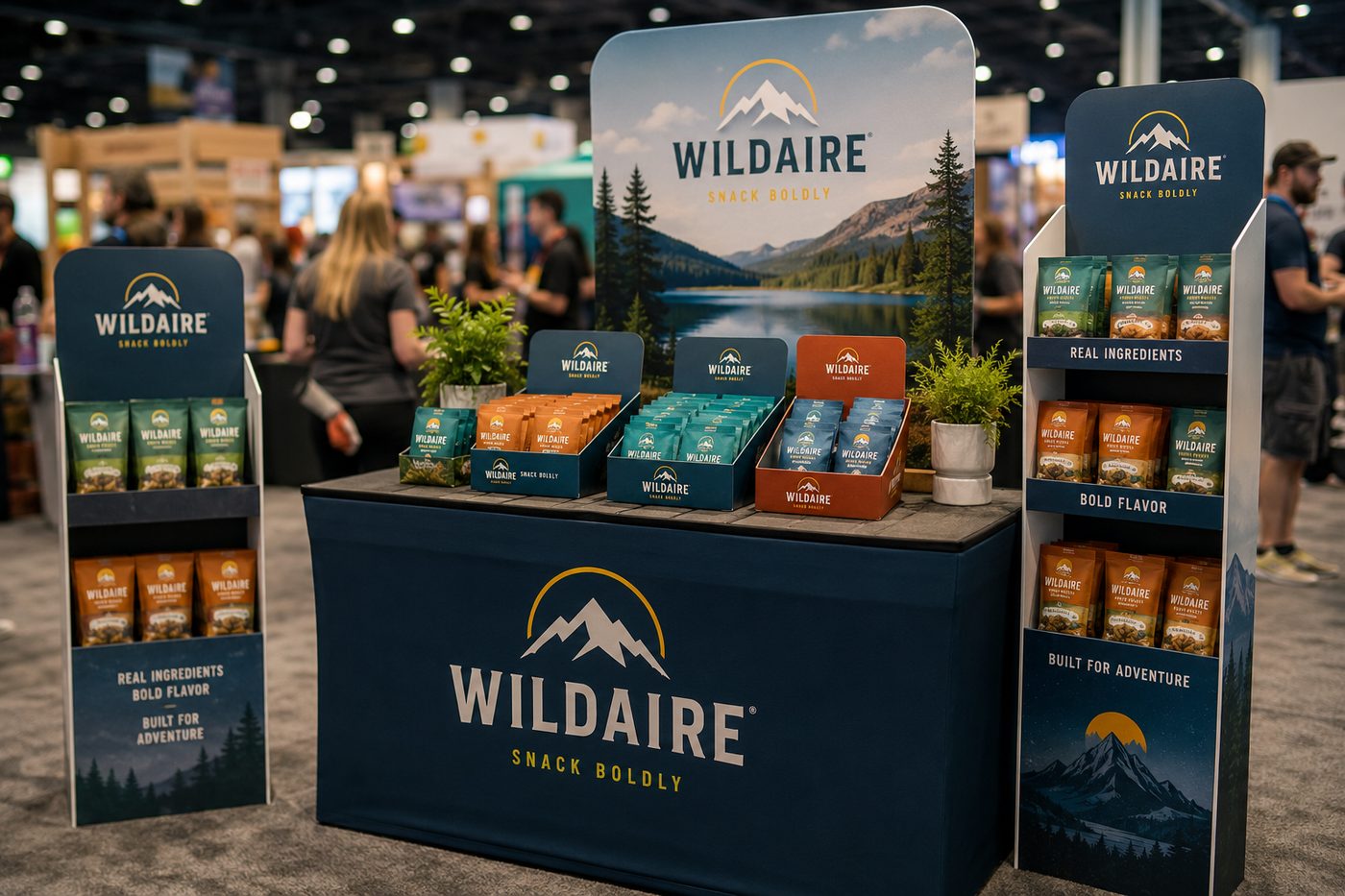 Custom branded display boxes for a trade show and pop-up booth